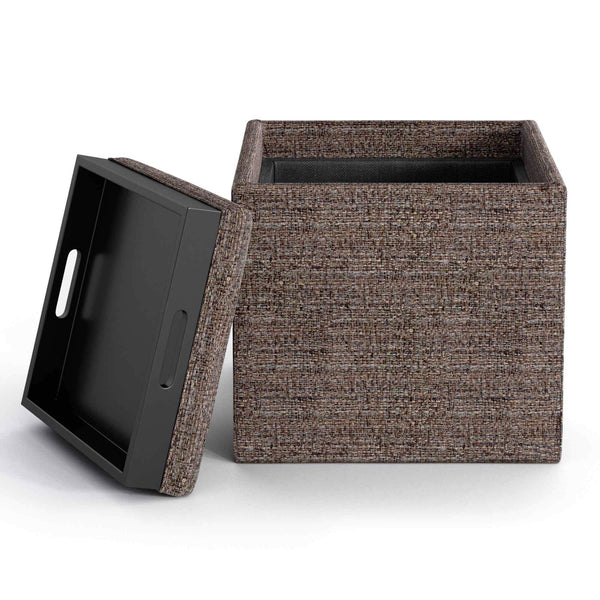 Simpli Home Cube Storage Ottoman In Tweed