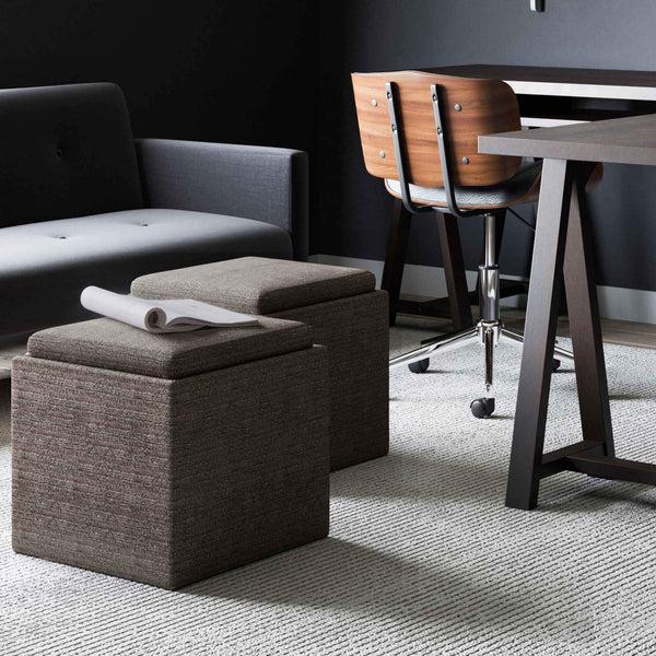 Simpli Home Cube Storage Ottoman In Tweed