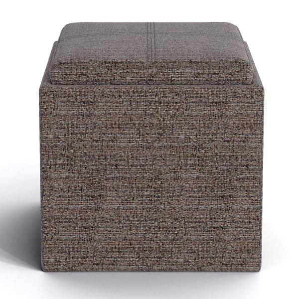 Simpli Home Cube Storage Ottoman In Tweed
