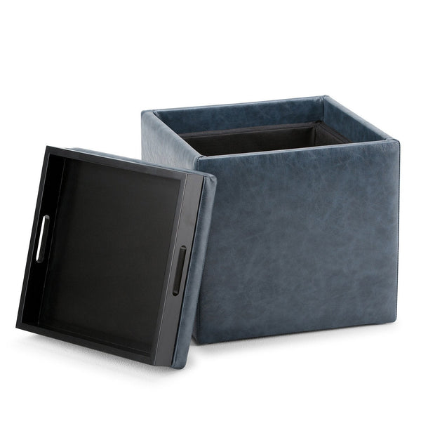 Simpli Home Cube Storage Ottoman In Vegan Leather
