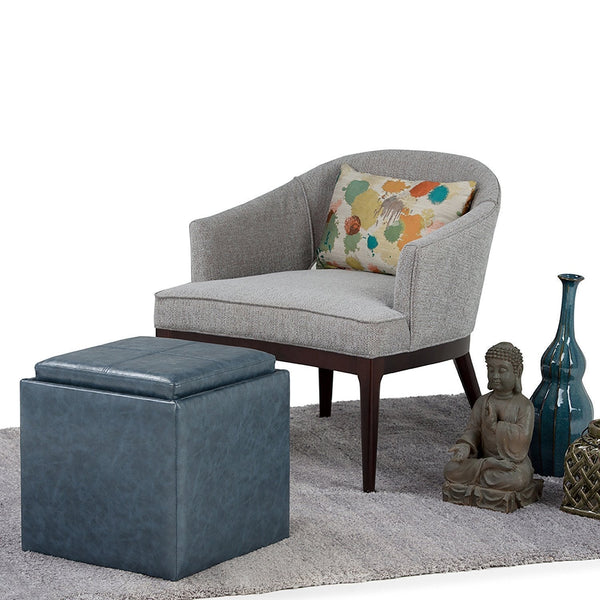 Simpli Home Cube Storage Ottoman In Vegan Leather