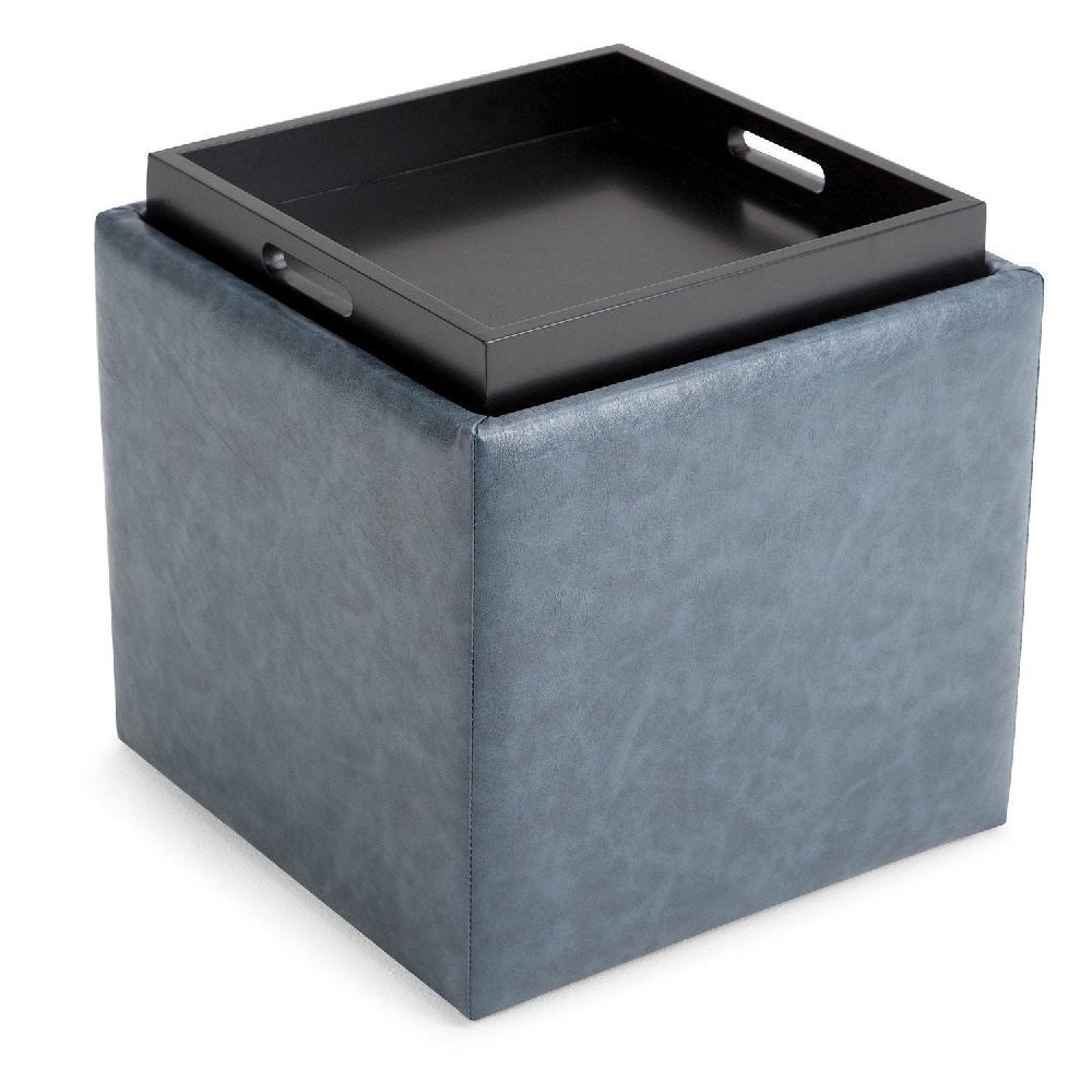 simpli home Cube Storage Ottoman in Vegan Leather
