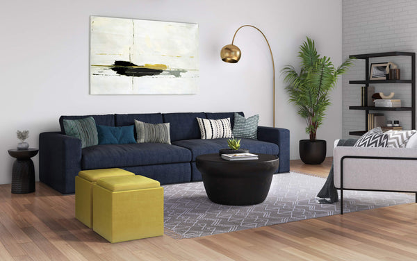 Simpli Home Cube Storage Ottoman In Velvet Fabric