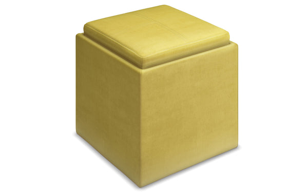 Simpli Home Cube Storage Ottoman In Velvet Fabric