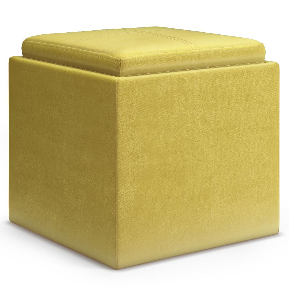 simpli home Cube Storage Ottoman in Velvet Fabric