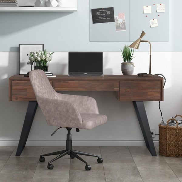 Simpli Home Desk With Deep Drawers In Acacia