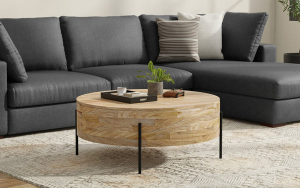 Simpli Home Drum Coffee Table In Mango