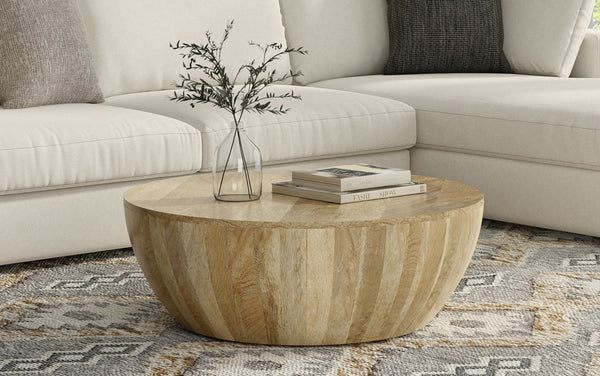 Simpli Home Drum Coffee Table In Mango