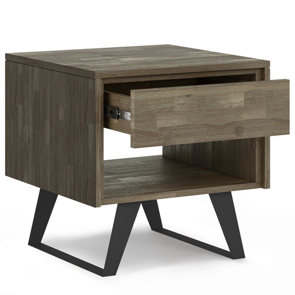 Simpli Home End Table In Distressed Grey