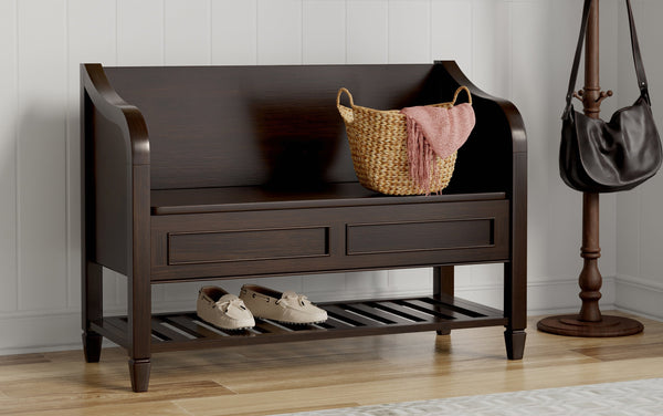 Simpli Home Entryway Storage Bench With Shelf