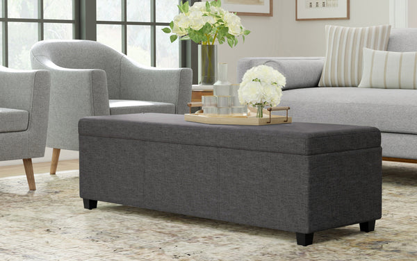 Simpli Home Extra Large Storage Ottoman In Linen