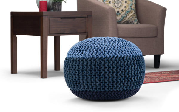 Simpli Home Hand Knit Round Pouf