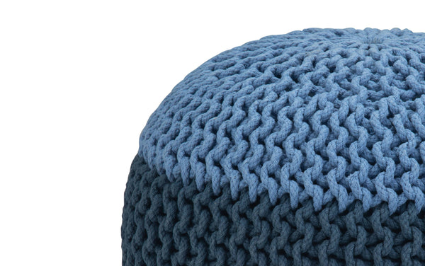 Simpli Home Hand Knit Round Pouf