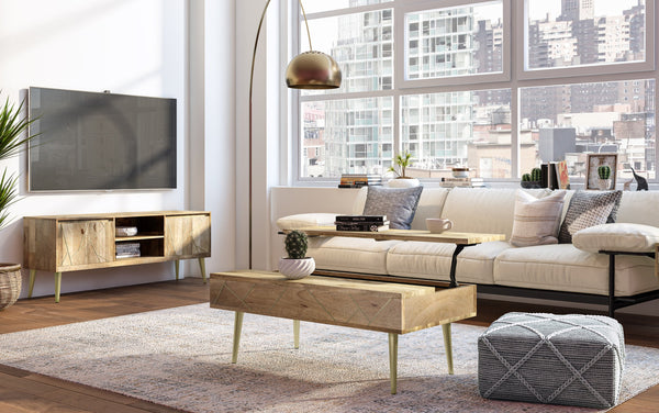 Simpli Home Large Lift Top Coffee Table In Mango