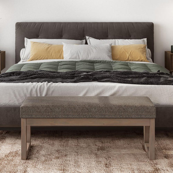 Simpli Home Large Ottoman Bench In Tweed