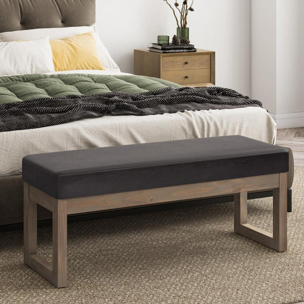 Simpli Home Large Ottoman Bench In Vegan Leather