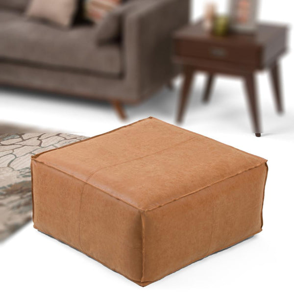 Simpli Home Large Square Coffee Table Pouf