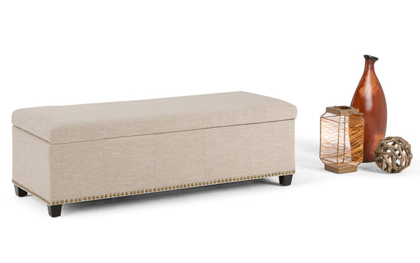 Simpli Home Large Storage Ottoman In Linen