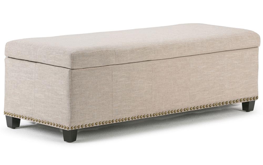 simpli home Large Storage Ottoman in Linen