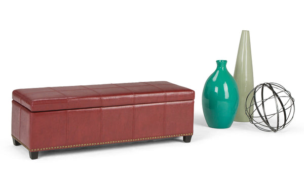 Simpli Home Large Storage Ottoman In Radicchio Red