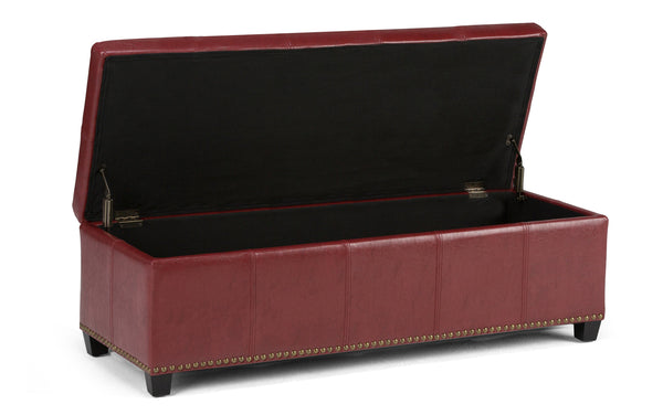 Simpli Home Large Storage Ottoman In Radicchio Red