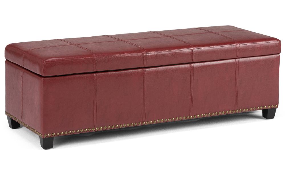 simpli home Large Storage Ottoman in Radicchio Red