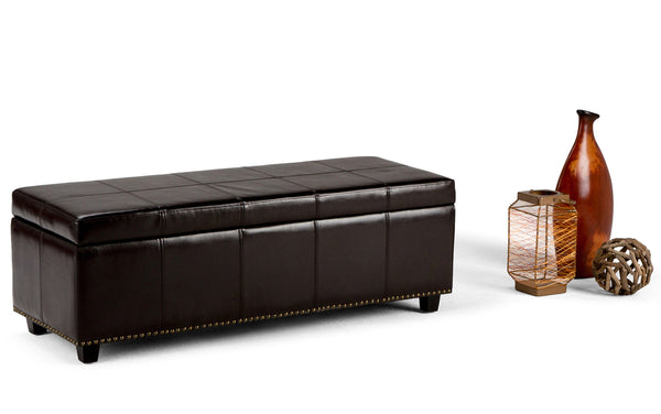 Simpli Home Large Storage Ottoman In Vegan Leather