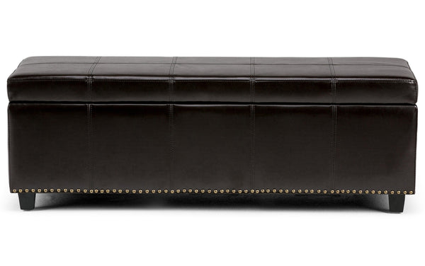 Simpli Home Large Storage Ottoman In Vegan Leather