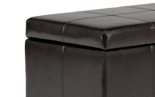 Simpli Home Large Storage Ottoman In Vegan Leather