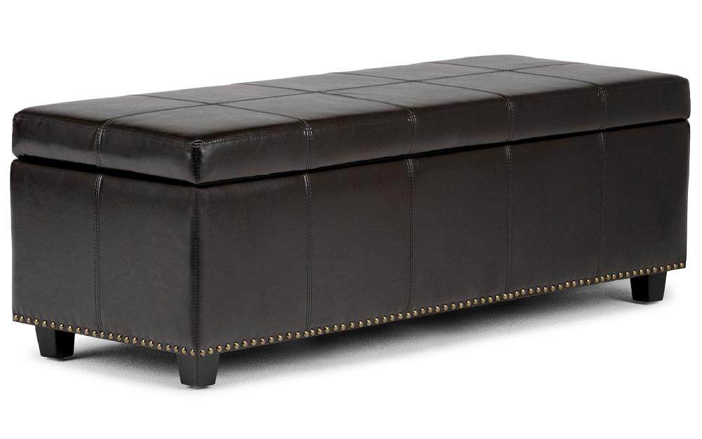 simpli home Large Storage Ottoman in Vegan Leather