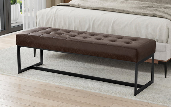 Simpli Home Leather Ottoman Bench