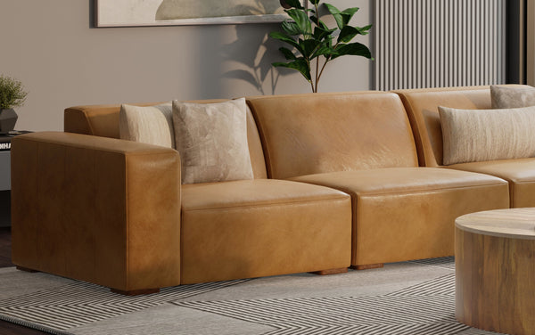 Simpli Home Left Arm Module In Genuine Leather