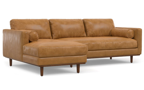 Simpli Home Left Sectional Sofa In Genuine Leather