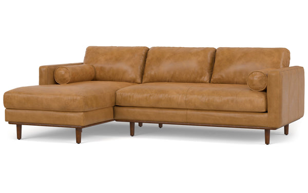 Simpli Home Left Sectional Sofa In Genuine Leather