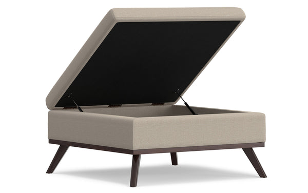 Simpli Home Medium Square Table Ottoman In Natural