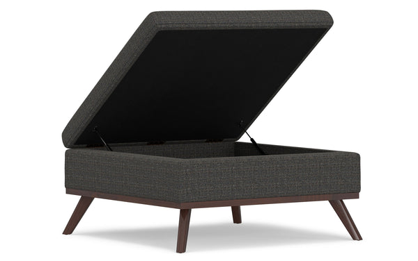 Simpli Home Medium Square Table Ottoman In Tweed