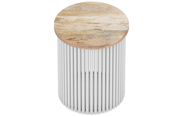 Simpli Home Metal And Wood Accent Table In White