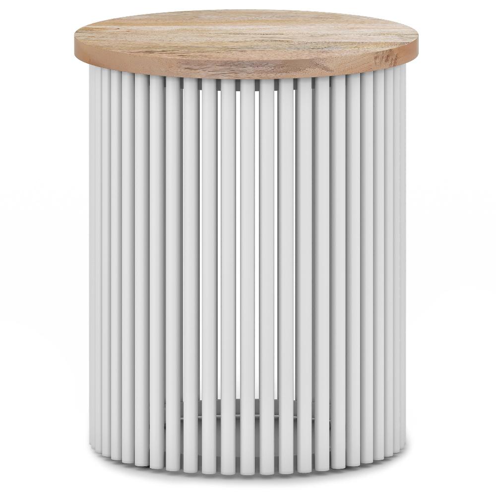 simpli home Metal and Wood Accent Table in White