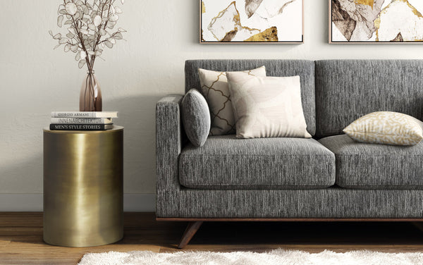 Simpli Home Metal Side Table In Antique Gold