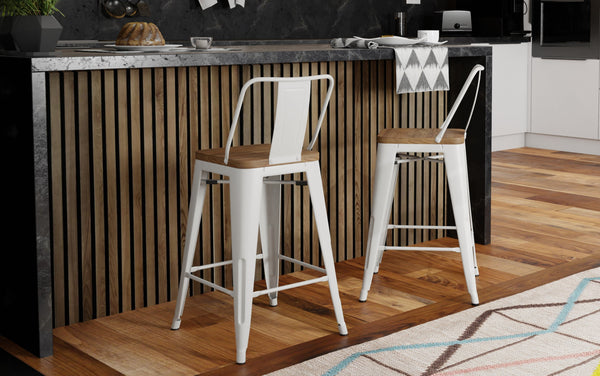 Simpli Home Metal Wood Counter Stool (Set Of 2)