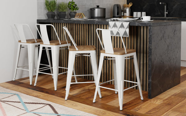 Simpli Home Metal Wood Counter Stool (Set Of 4)