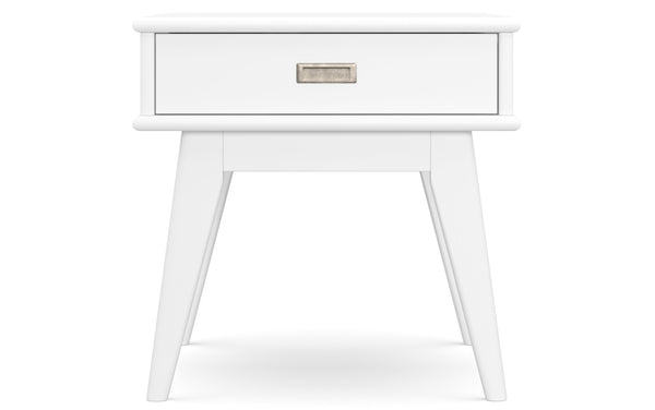 Simpli Home Mid Century End Table In White