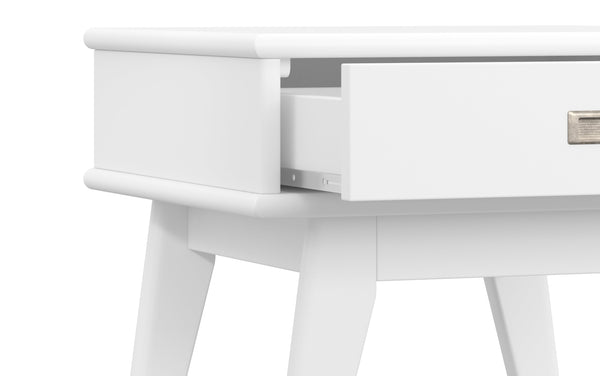Simpli Home Mid Century End Table In White