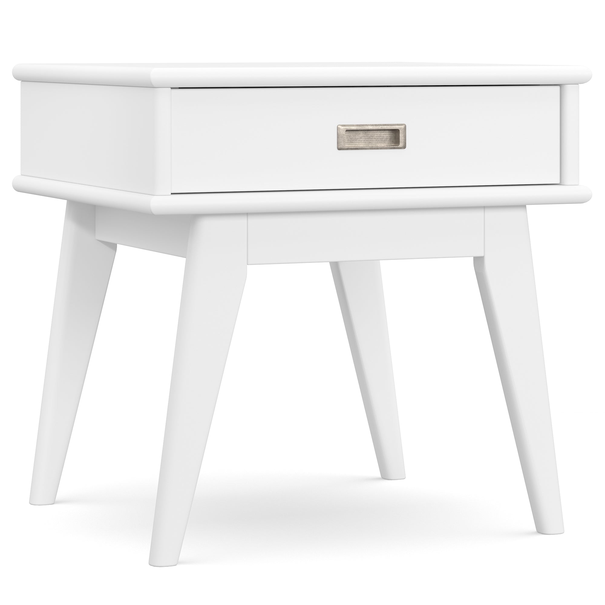 simpli home Mid Century End Table in White