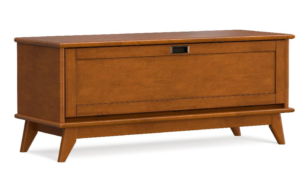simpli home Mid-Century Flip-Down Storage Bench