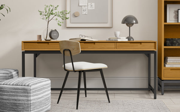 Simpli Home Mid Century Wide Desk In Oak