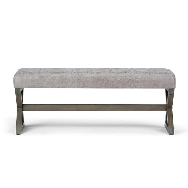 Simpli Home Ottoman Bench In Distressed Grey Taupe