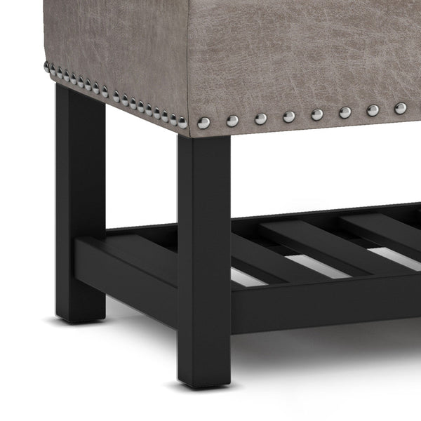 Simpli Home Ottoman Bench In Distressed Grey Taupe