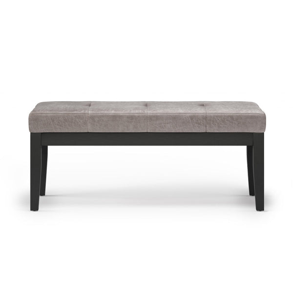 Simpli Home Ottoman Bench In Distressed Grey Taupe