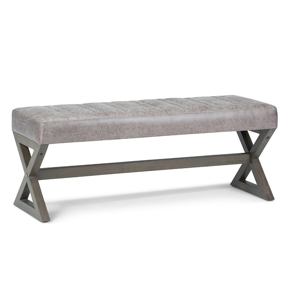 simpli home Ottoman Bench in Distressed Grey Taupe